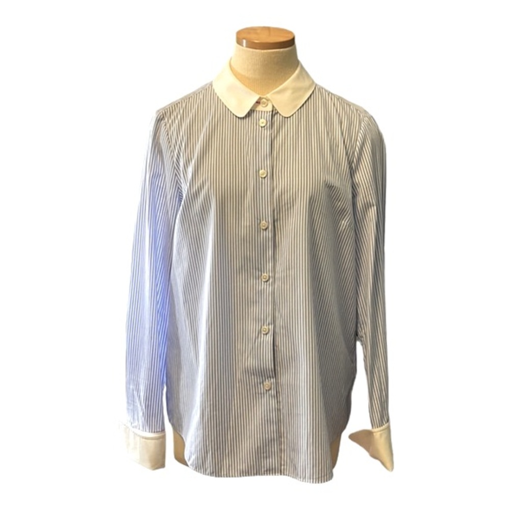 Kate Spade Striped Button Down Shirt, Blue/White, size 10 - Picture 2 of 14